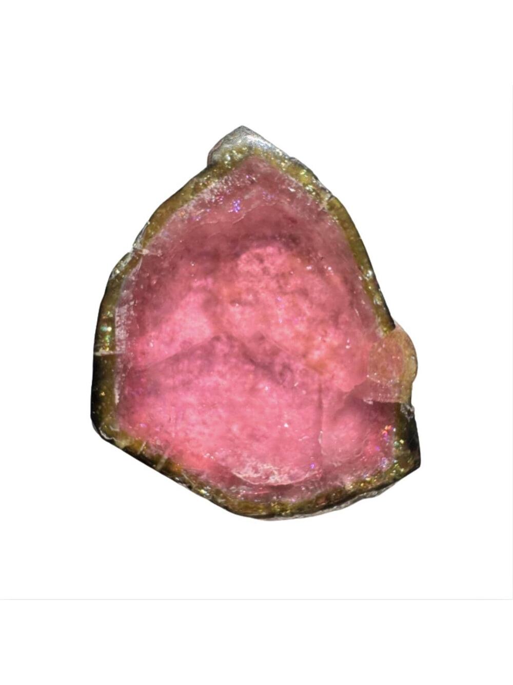 11.5 carat Watermelon Tourmaline Crystal Slice Polished Cabochon Specimen #10